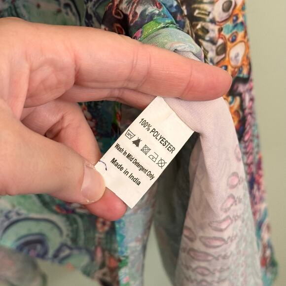 Kaftan Cover Up Swimwear Dress Womens OS Blue Lace Up Boho Beach Rhinestones - Picture 7 of 7